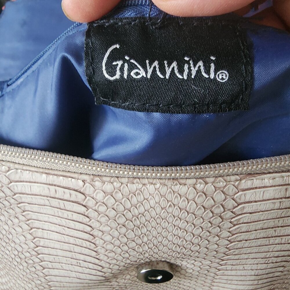 Giannini Textured Snake Print Fold Over Clutch Bag Studded Snap Close - Picture 8 of 9
